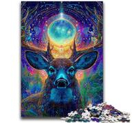Puzzles for Adults Teens 1000pc Puzzle Psychedelic Visionary Deer Art Educational Game Challenge Toy Wall Decoration Unique Birthday And Xmas Gifts 38x26cm