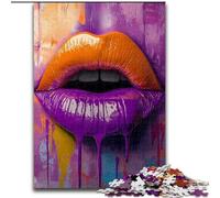 Puzzles for Adults Teens 1000pc Puzzle Purple Lips, Analysis And Logic with Fully Interlocking Randomly Shaped Pieces for And Age 14 Years Up (size 26x38cm)