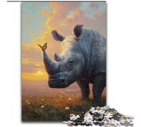 Puzzles for Adults Teens 1000pc Puzzle Rhino And Bird Family Fun for Is Ideal As A Gift for The Whole Family for And Age 14 Years Up (size 26x38cm)