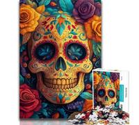 Puzzles for Adults Teens 1000pc Puzzle Rose Skull,Help The Brain Exercise Addictive Toys to Cultivate Patience Perfect Decoration (75x50cm)