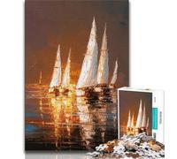 Puzzles for Adults Teens 1000pc Puzzle Sailboat Oil Painting,Stress Reliever Difficult Challenge Is Ideal As Gifts for The Whole Family (75x50cm)