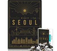 Puzzles for Adults Teens 1000pc Puzzle Seoul South Korea, Brain Intelligence Challenge Addictive Toys,with Fully Interlocking Randomly Shaped Pieces for And 14 Years Old 38x26cm