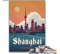 Puzzles for Adults Teens 1000pc Puzzle Shanghai,Stress Reliever Difficult Challenge Is Ideal As Gifts for The Whole Family 50x75cm