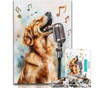 Puzzles for Adults Teens 1000pc Puzzle Singing Golden Retriever,Challenging Game Toys for Is Ideal As A Gift for The Whole Family (38x26cm)