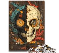 Puzzles for Adults Teens 1000pc Puzzle Skull Feathers Challenging Game And Family Play Educational Game for Birthday, Chrismas 26x38cm
