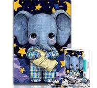 Puzzles for Adults Teens 1000pc Puzzle Sleeping Baby Elephant,Stress Reliever Difficult Challenge Is Ideal As Gifts for The Whole Family 75x50cm