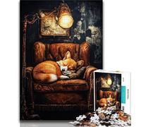 Puzzles for Adults Teens 1000pc Puzzle Sleeping Corgi,Toys Educational Games Stress Relieving Parent-child Interaction 38x26cm