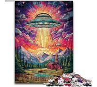 Puzzles for Adults Teens 1000pc Puzzle Stained Glass UFO, Stress Reliever Difficult Challenge Secret Santa Gifts for Age 14 Years Up (size 26x38cm)