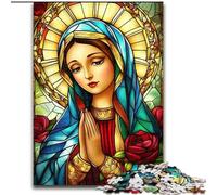 Puzzles for Adults Teens 1000pc Puzzle Stained Glass Virgin Mary Family Fun for Is Ideal As A Gift for The Whole Family for And Age 14 Years Up (size 26x38cm)