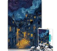 Puzzles for Adults Teens 1000pc Puzzle Street Under The Night Sky,Challenging Game Toys for Is Ideal As A Gift for The Whole Family 50x75cm