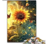 Puzzles for Adults Teens 1000pc Puzzle Sunflower Butterfly, Stress Reliever Difficult Challenge Secret Santa Gifts for Age 14 Years Up (size 50x75cm)