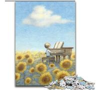 Puzzles for Adults Teens 1000pc Puzzle Sunflower Playing The Piano, Help The Brain Exercise Addictive Toys to Cultivate Patience Enhance Memory (Size 26x38cm)