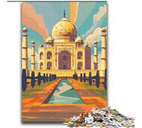 Puzzles for Adults Teens 1000pc Puzzle Taj Mahal Illustration, for Educational Game Challenge Toy Enhance Memory for Age 14 75x100cm