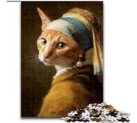 Puzzles for Adults Teens 1000pc Puzzle The Bad Cat with Pearls, Stress Reliever Difficult Challenge Secret Santa Gifts for Age 14 Years Up (size 50x75cm)
