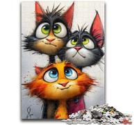 Puzzles for Adults Teens 1000pc Puzzle Three Cats Brain Teaser Game Educational Game for Birthday, Chrismas for for Age 14 26x38cm