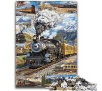 Puzzles for Adults Teens 1000pc Puzzle Train Collage Brain Teaser Game Educational Game for Birthday, Chrismas for for Age 14 50x75cm