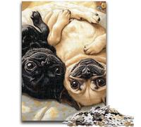 Puzzles for Adults Teens 1000pc Puzzle Two Pugs Challenging Game And Family Play Educational Game for Birthday, Chrismas 26x38cm