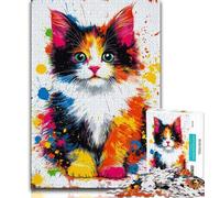 Puzzles for Adults Teens 1000pc Puzzle Watercolor Cat, Great Gift for Adults,for Is Ideal As A Gift for The Whole Family for And 14 Years Old 38x26cm