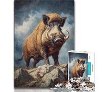 Puzzles for Adults Teens 1000pc Puzzle Wild Boar on The Mountain, Interesting Stress Reduction,Unique Birthday And Gifts for Age 14+ 38x26cm