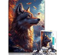 Puzzles for Adults Teens 1000pc Puzzle Wolf at Sunset,Challenging Game Toys for Is Ideal As A Gift for The Whole Family (75x50cm)