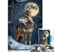 Puzzles for Adults Teens 1000pc Puzzle Wolf Under The Moon, Great Gift for Adults,for Is Ideal As A Gift for The Whole Family for And 14 Years Old 38x26cm