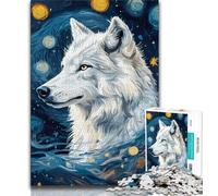 Puzzles for Adults Teens 1000pc Puzzle Wolf Under The Night Sky,Challenging Game Toys for Is Ideal As A Gift for The Whole Family 38x26cm