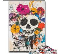 Puzzles for Adults Teens 2000 Pieces Basquiat-style Flowers And Skulls Challenging Game And Family Play for Is Ideal As A Gift for The Whole Family 70x100cm