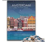 Puzzles for Adults Teens 2000pc Puzzle Amsterdam at Night Travel, Suitable for People Aged 14 And Above Challenging To Complete But Fun And Humorous Great Gift 70x100cm
