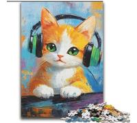 Puzzles for Adults Teens 2000pc Puzzle Cat Listening to Music Learning Educational Toys Family Games Enhance Love between Couples 70x100cm