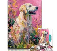 Puzzles for Adults Teens 2000pc Puzzle Golden Retriever in The Flowers,Educational Stress Relief Toy for Is Ideal As A Gift for The Whole Family 70x100cm