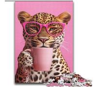 Puzzles for Adults Teens 2000pc Puzzle Leopard Drinking Coffee,Educational Games Home Decoration Birthday Present,Gifts,Wall Art 70X100CM