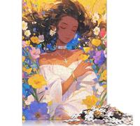 Puzzles for Adults Teens Beautiful Floral Melanin 500 Piece Jigsaw Puzzles Wooden Jigsaw Puzzles for Adults Gifts Family Decoration 500pcs (52x38cm)