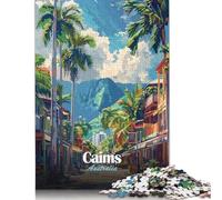 Puzzles for Adults Teens Cairns Australia Travel Poster 1000 Piece Jigsaw Puzzles Paper Jigsaw for Adults Family Fun Puzzles Games 38x26cm/1000pcs