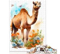 Puzzles for Adults Teens Camel Flower Gift 500 Piece Jigsaw Puzzles Wooden Jigsaw for Adults Family Fun Puzzles Games 500pcs (52x38cm)