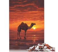 Puzzles for Adults Teens Camel Sunset 500 Piece Jigsaw Puzzles Wooden Jigsaw Puzzles for Adults Gifts Family Decoration 500pcs (52x38cm)