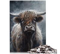 Puzzles for adults Teens Charcoal Highland Cow Puzzles 1000 Pieces for Adults & Children Cardboard puzzles Home Decoration Puzzle Toys Size: 26x38cm