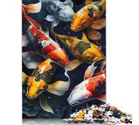Puzzles for Adults Teens Colorful Koi Watercolor 1000 Piece Jigsaw Puzzles Wooden Jigsaw Puzzles for Adults Gifts Family Decoration 1000pcs (75x50cm)