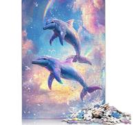Puzzles for Adults Teens Dolphins Jumping Rainbow 500 Piece Jigsaw Puzzles Wooden Jigsaw Puzzles for Adults Gifts Family Decoration 500pcs (52x38cm)
