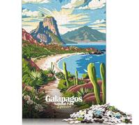 Puzzles for Adults Teens Galapagos National Park Ecuador Travel Poster 500 Piece Jigsaw Puzzles Wooden Jigsaw Puzzles for Adults Gifts Family Decoration 500pcs (52x38cm)