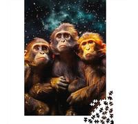 Puzzles for Adults Teens Galaxy Monkey 500 Piece Jigsaw Puzzles Wooden Jigsaw Puzzles for Adults Gifts Family Decoration 500pcs (52x38cm)