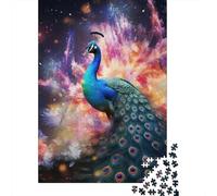 Puzzles for Adults Teens Galaxy Peacock 1000 Piece Jigsaw Puzzles Wooden Jigsaw Puzzles for Adults Gifts Family Decoration 1000pcs (75x50cm)