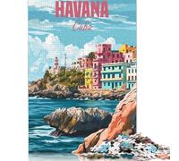 Puzzles for Adults Teens Havana Cuba 500 Piece Jigsaw Puzzles Wooden Jigsaw Puzzles for Adults Gifts Family Decoration 500pcs (52x38cm)