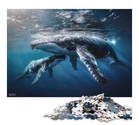Puzzles for Adults Teens Humpback Whales Motherhood 500 Piece Jigsaw Puzzle Wood Jigsaw Puzzles for 18 Year Olds Home Decoration 500pcs (52x38cm)