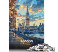 Puzzles for Adults Teens London, United Kingdom Cityscape Art 1000 Piece Jigsaw Puzzles Paper Jigsaw Puzzles for Adults Gifts Family Decoration 38x26cm/1000pcs