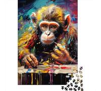 Puzzles for Adults Teens Psychedelic Monkey 500 Piece Jigsaw Puzzles Wooden Jigsaw Puzzles for Adults Gifts Family Decoration 500pcs (52x38cm)