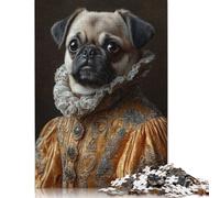 Puzzles for Adults Teens Pug Majesty 500 Piece Jigsaw Puzzles Wooden Jigsaw Puzzles for Adults Gifts Family Decoration 500pcs (52x38cm)