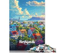 Puzzles for Adults Teens Reykjavik Cityscape 1000 Piece Jigsaw Puzzles Wooden Jigsaw Puzzles for Adults Gifts Family Decoration 1000pcs (75x50cm)