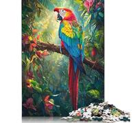 Puzzles for Adults Teens Scarlet Macaw in Jungle 1000 Piece Jigsaw Puzzles Wooden Jigsaw for Adults Family Fun Puzzles Games 1000pcs (75x50cm)