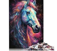Puzzles for Adults The Colorful Psychedelia of Galaxy Horse Jigsaw Puzzles for Adults 尺寸 Wooden Jigsaw for Adults & Kids Age 12 Up Puzzle Wall Decoration 1000pcs (75x50cm)