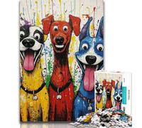Puzzles for Adults Three Happy Dogs 1000 Pieces Jigsaw Puzzle for Adults& Teens,Vibrant And Unique Design Relaxing & Challenging Puzzle Experience 50x75cm